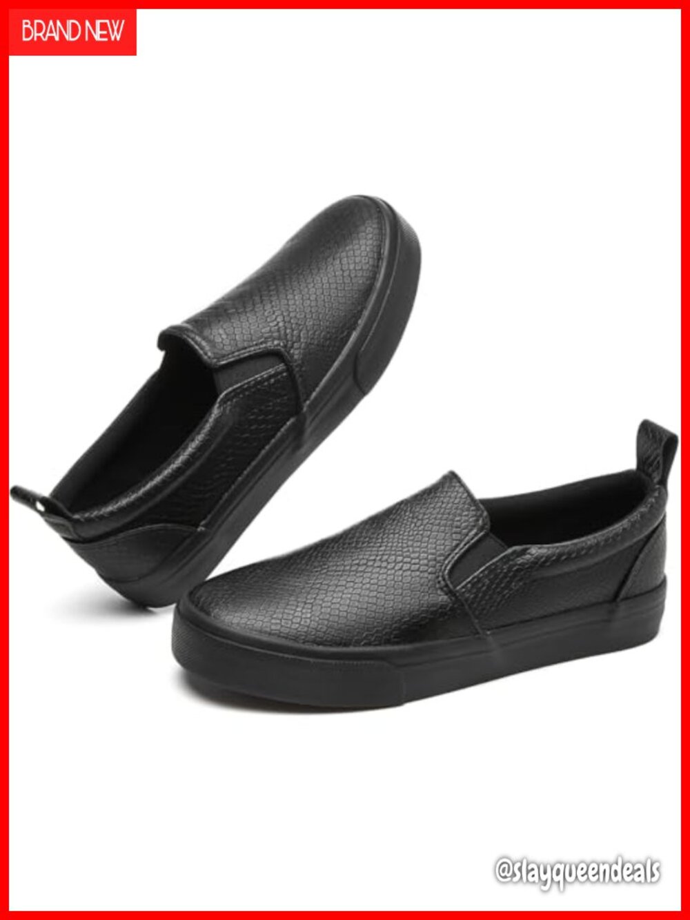 Womens Synthetic Leather Slip On Sneakers Casual Loafers Shoes